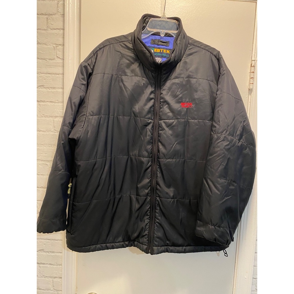Eddie Bauer Vintage  EBTEK Jacket Mens large Black Thinsulate Nylon 90s tall